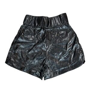 AMMO Black Faux Leather High Waisted Shorts Womens XS Rear Zip Edgy